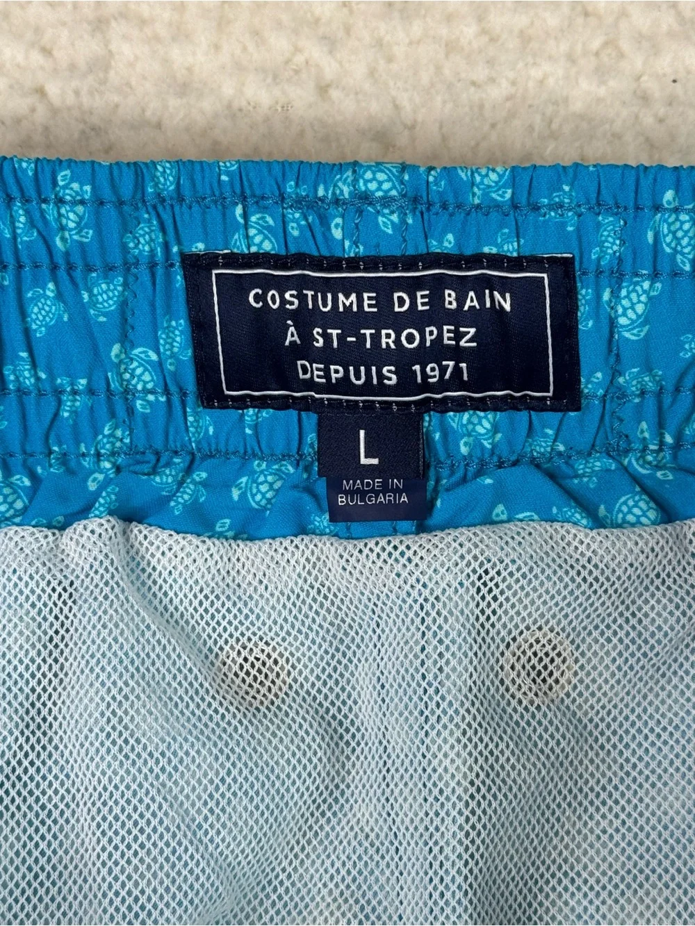 Vilebrequin Mini Turtles Moorea Swim Trunks Shorts Blue Hawaii Men's Size Large
